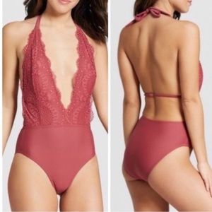 Xhilaration Sedona deep plunge lace swimsuit, NWT